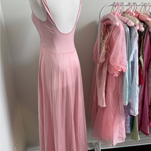 Vintage Pink Lace Robe & Slip Set 70s Satin Lingerie Peignoir Dressing Gown S/m - Picture 14 of 14